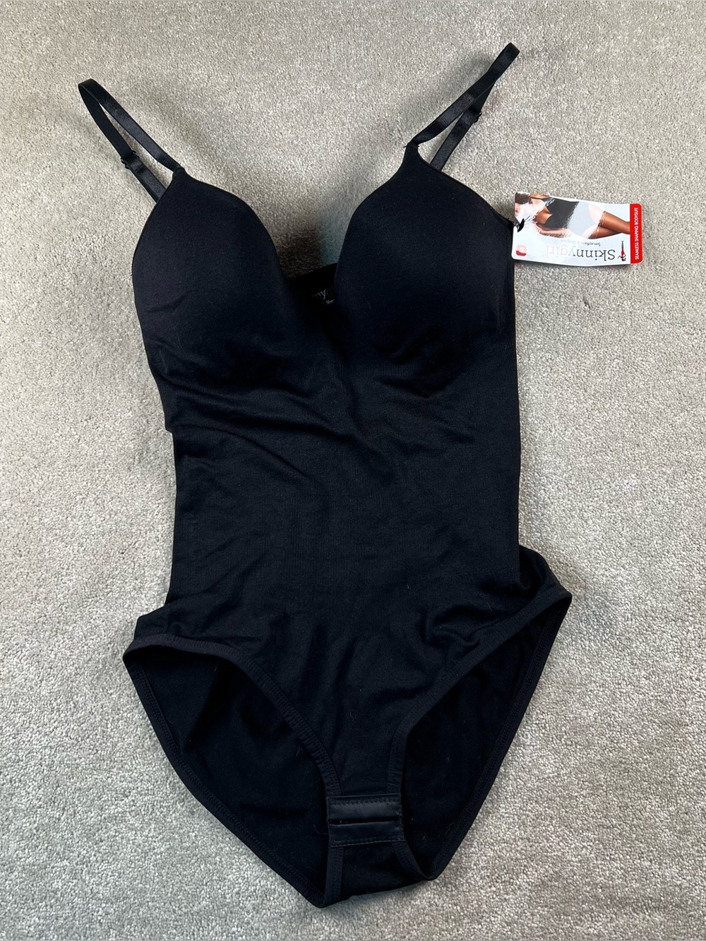 Skinnygirl Bodysuit Shaper Shapewear Black Molded Bra Cups NWT Medium